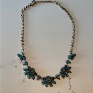 J. Crew Blue Floral Necklace Rhinestone